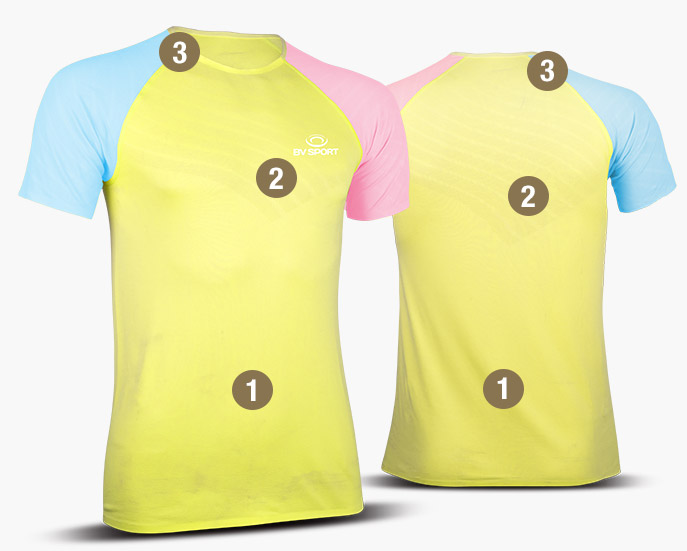 T-shirts AERIAL jaune/bleu/rose